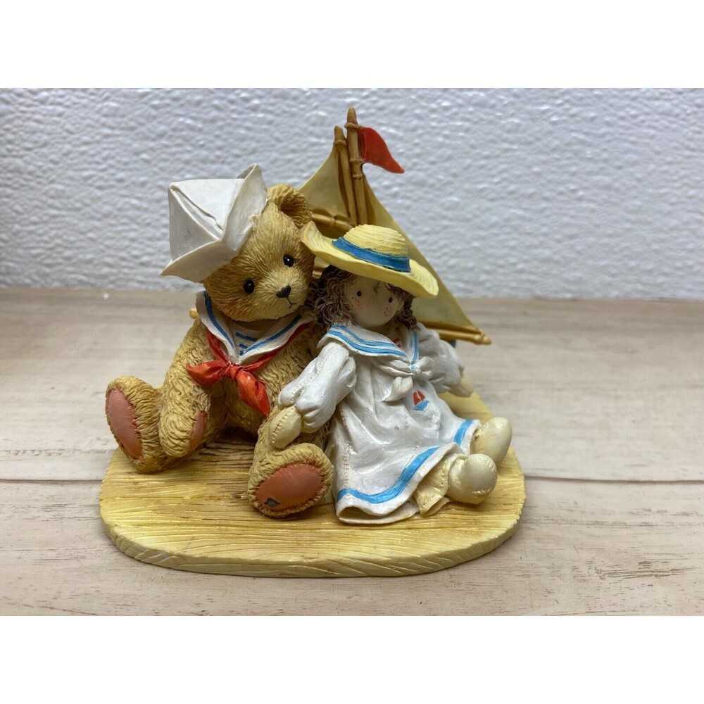 Vtg 1991 Cherished Teddies Bear With Sail Boat Figurine